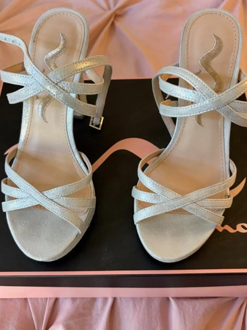 Nina Women's Silver and White Courts